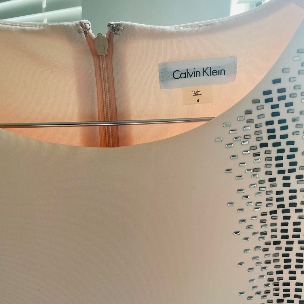 Calvin Klein White Dress with Metallic Details